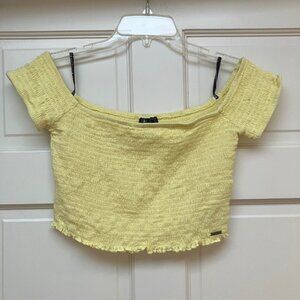 Volcom Off the shoulder yellow smocked top size S